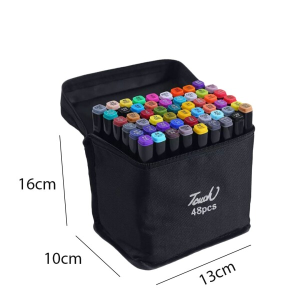 Set 48 Marcadores Resaltadores Doble Punta Touch + Estuche Variante Color Negro