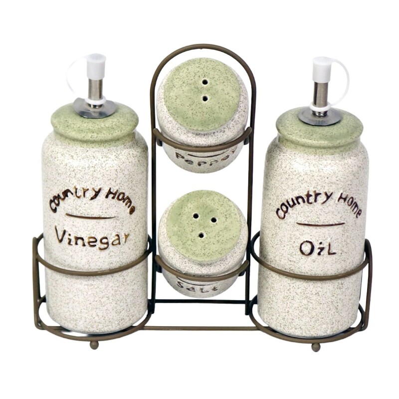 SET DE CONDIMENTERO BCO COMB 4PZAS C/SOPORTE Unica