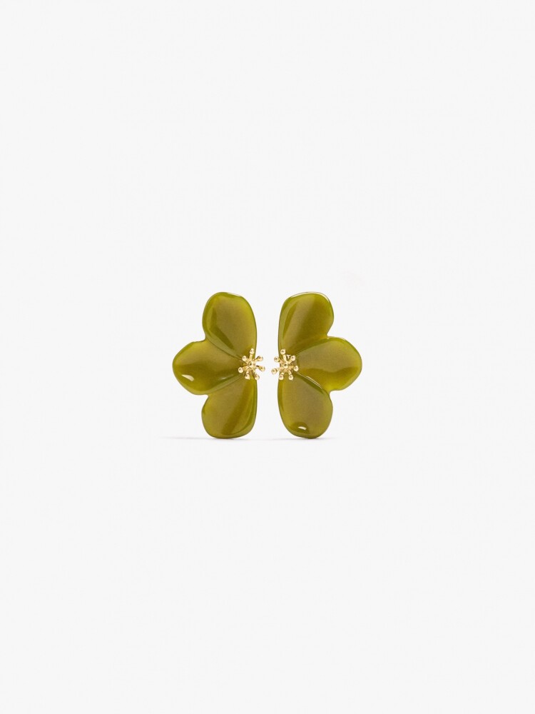 Pendientes Media Flor De Resina verde