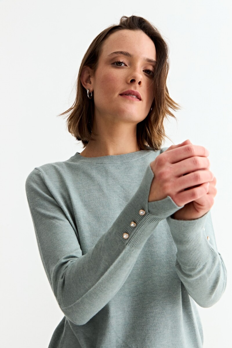 Sweater con detalle en manga VERDE CLARO