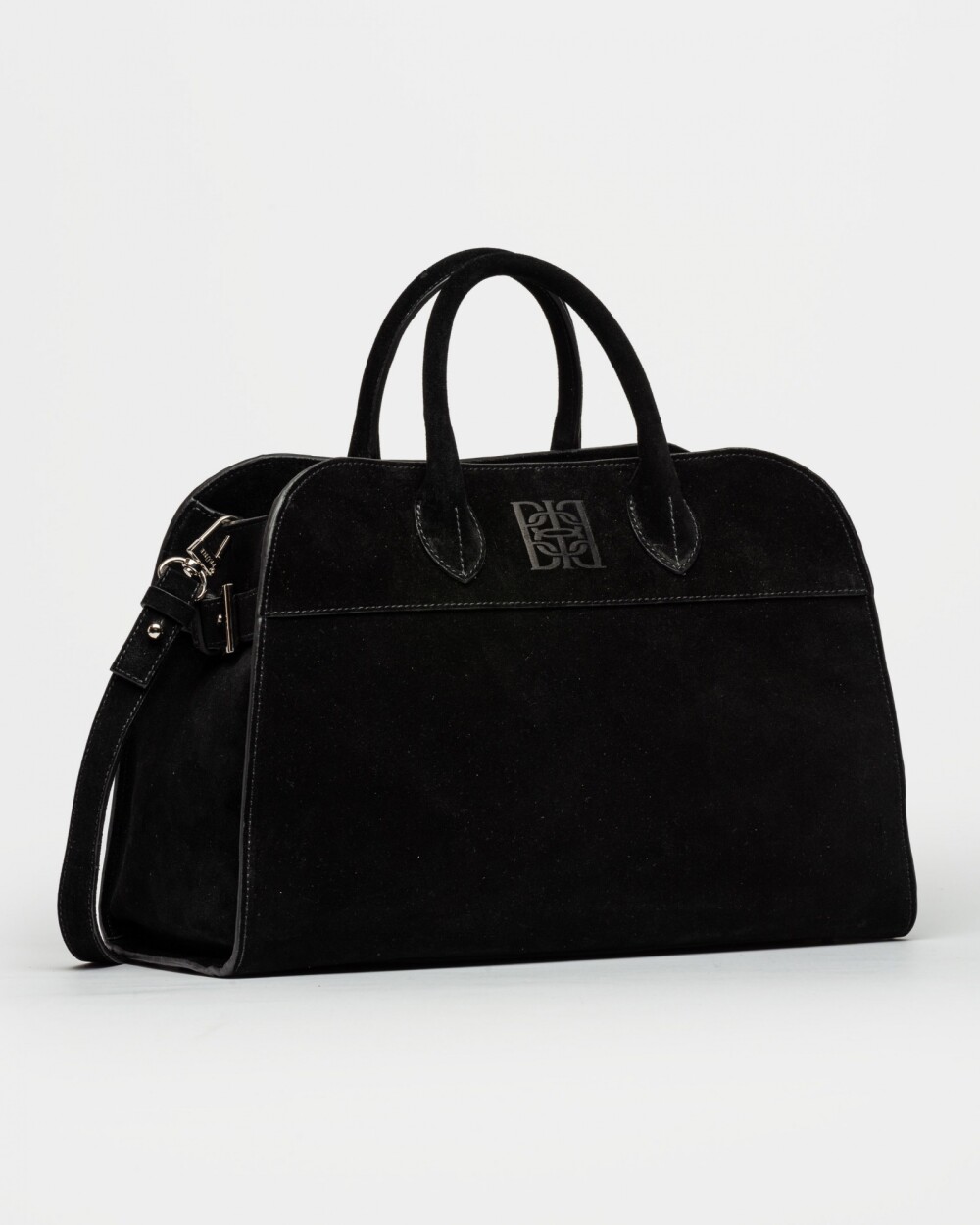 Cartera de Mano The Roots En Cuero Gamuza Negro