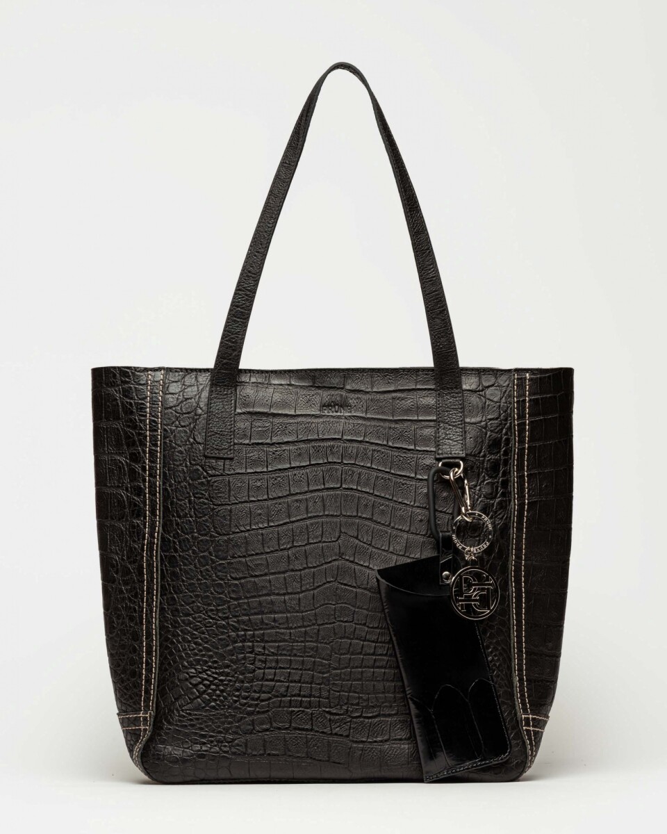 Shopper Vera en cuero croco - Negro 