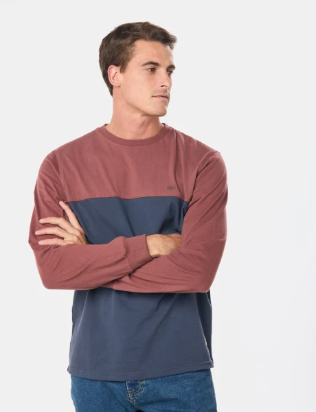 REMERA COMBINADA Bordo