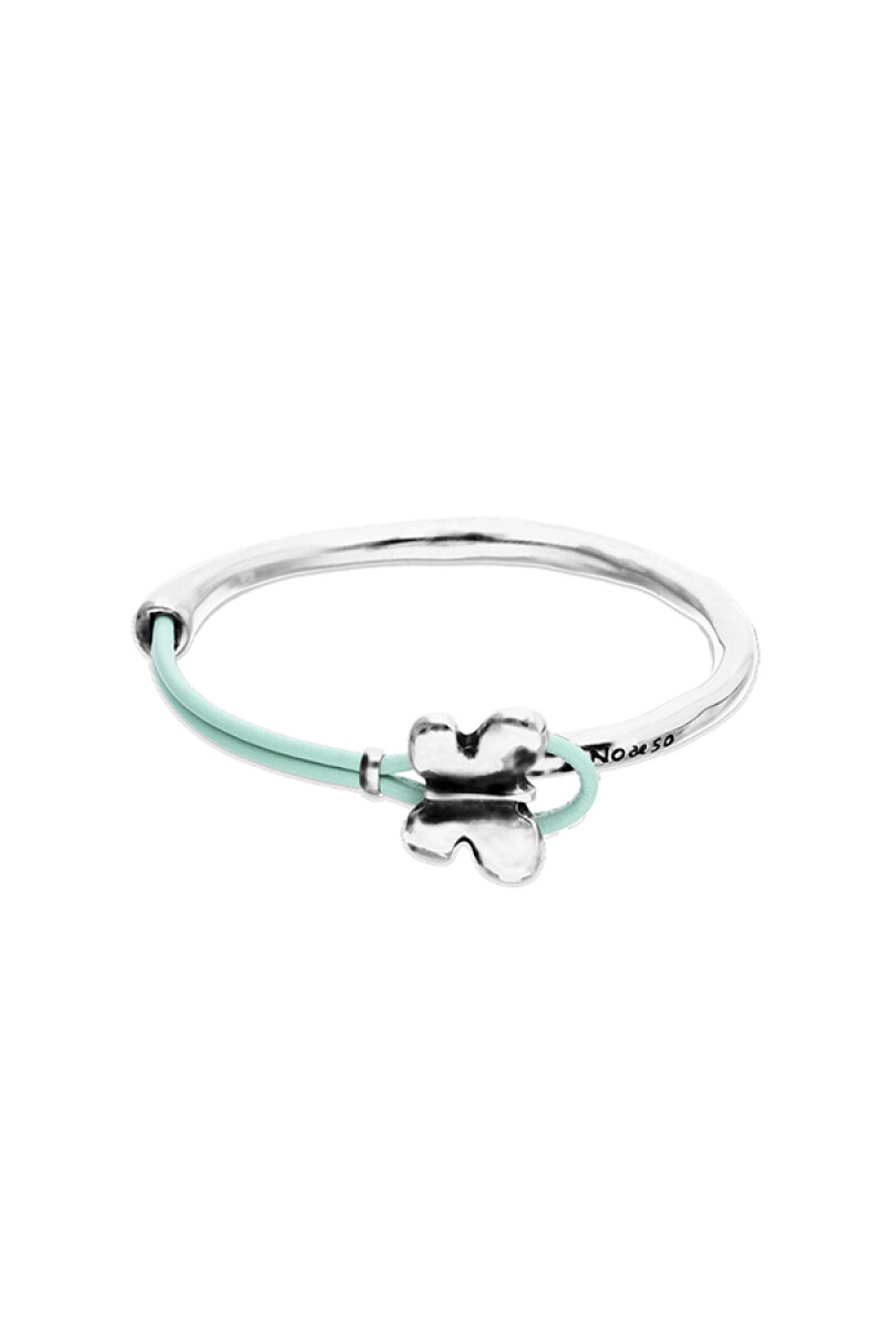 PULSERA DE CUERO VERDE SEMIRÍGIDA BAÑADA EN PLATA DE LEY CON MARIPOSA - Pulsera 