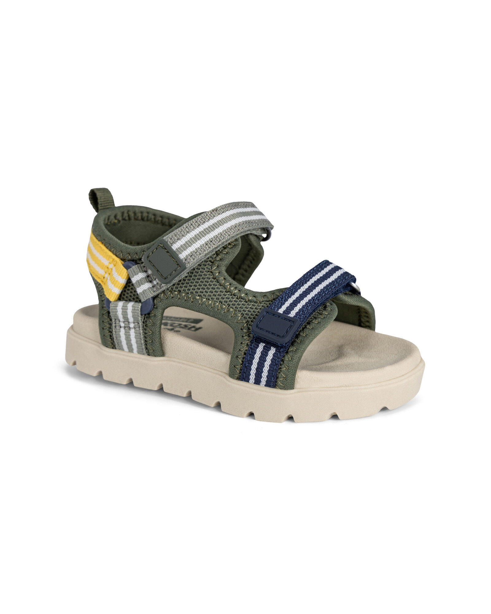 Sandalias con velcro, verdes, diseño con rayas Sin color