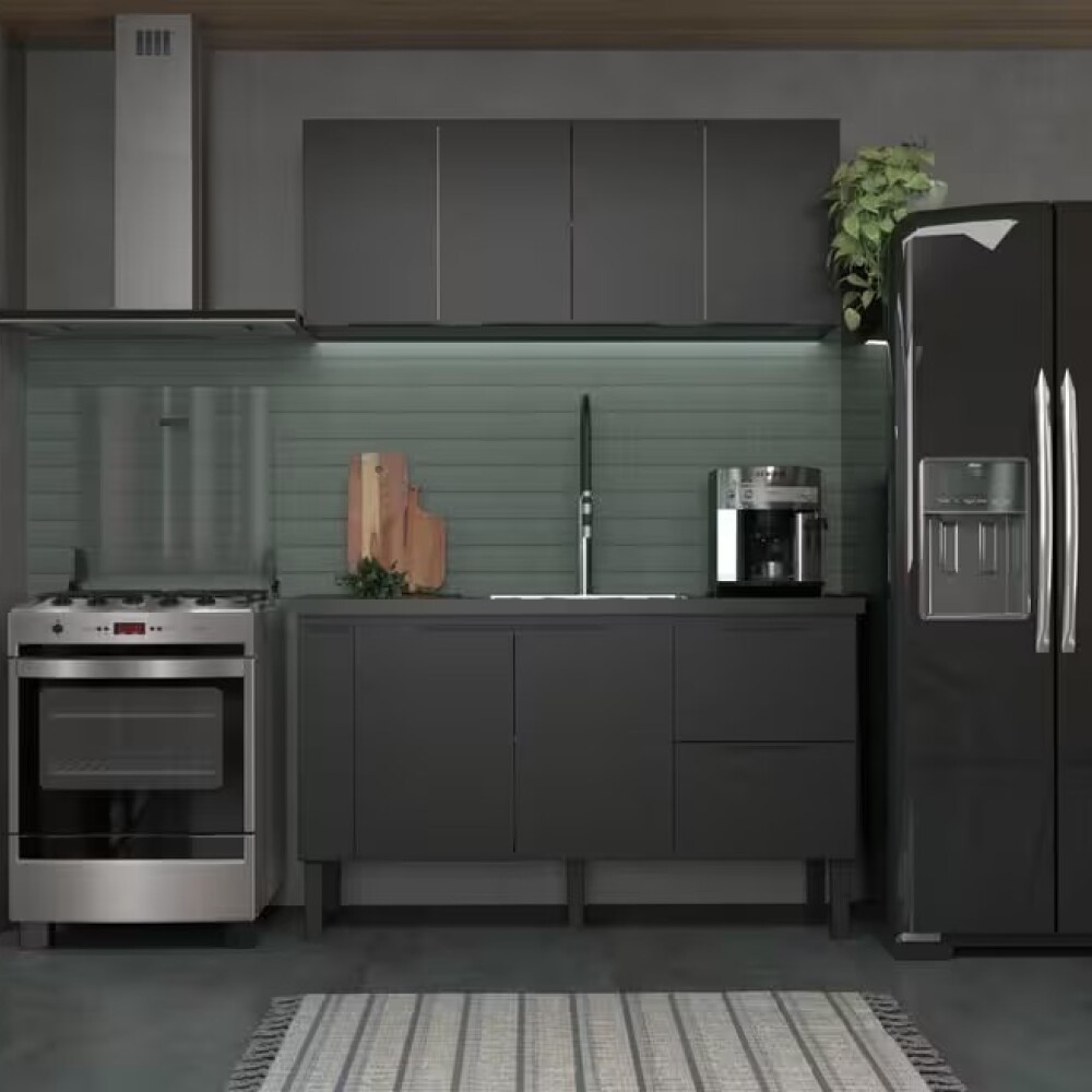 Mueble de cocina bajo mesada gris y aéreo 150 cm Cisne Mueble De Cocina Bajo Mesada Gris Y Aéreo 150 Cm Cisne