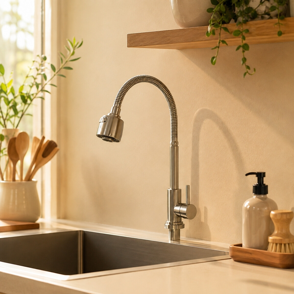 Canilla flexible para mesada de cocina agua fría - PLATEADO 