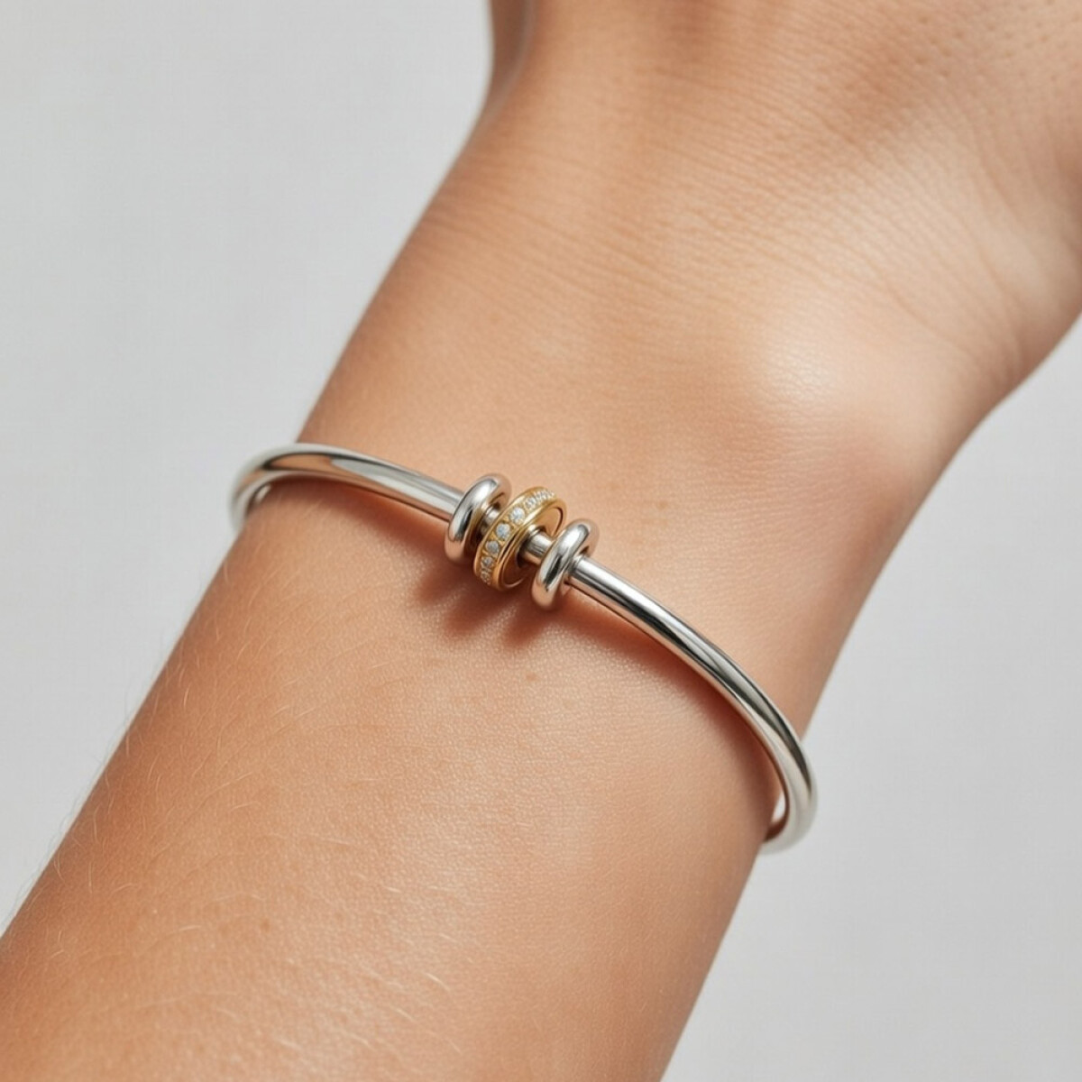 Pulsera Lira de Moon en plata 925 con detalles de oro amarillo 18k y brillantes 