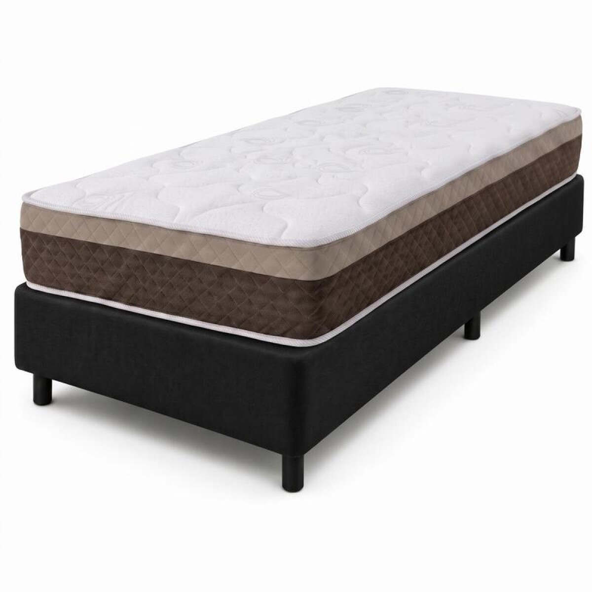 Sommier con Resortes Pocket Espuma Alta Densidad y Eurotop Soporte 130 Kg - 1 Plaza 88 cm de Ancho 