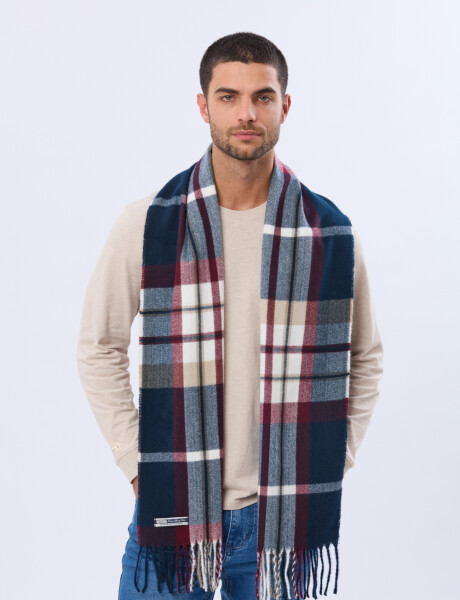 BUFANDA TEJIDA A CUADROS Azul oscuro