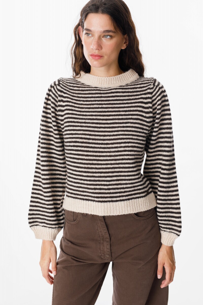 Sweater Fiber Rayas Negro