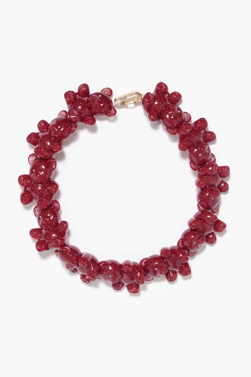 Collar ositos glitter Rojo