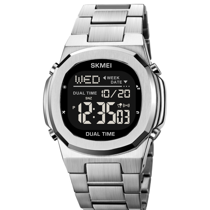 Reloj Skmei 2004SIBK Digital Unisex Plateado con Pantalla Negra Reloj Skmei 2004sibk Digital Unisex Plateado Con Pantalla Negra