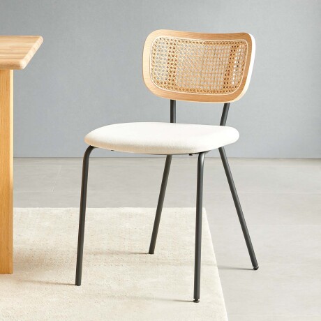 SILLA DE COMEDOR RATTAN-Y-METAL NATURAL-BEIGE BRISA