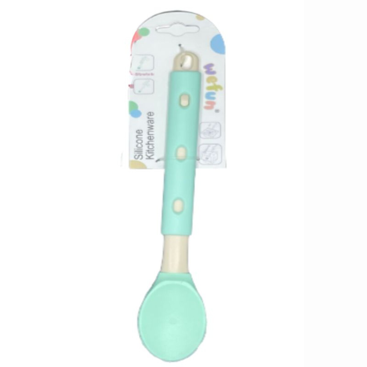 Cuchara De Silicona y Mango de Madera - Verde Agua 