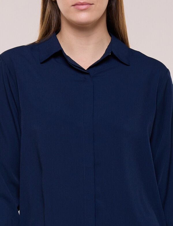 Camisa Clásica Abotonadura Oculta AZUL