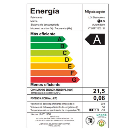 Heladera 287 L inverter LG VT26BPY Heladera 287 L inverter LG VT26BPY