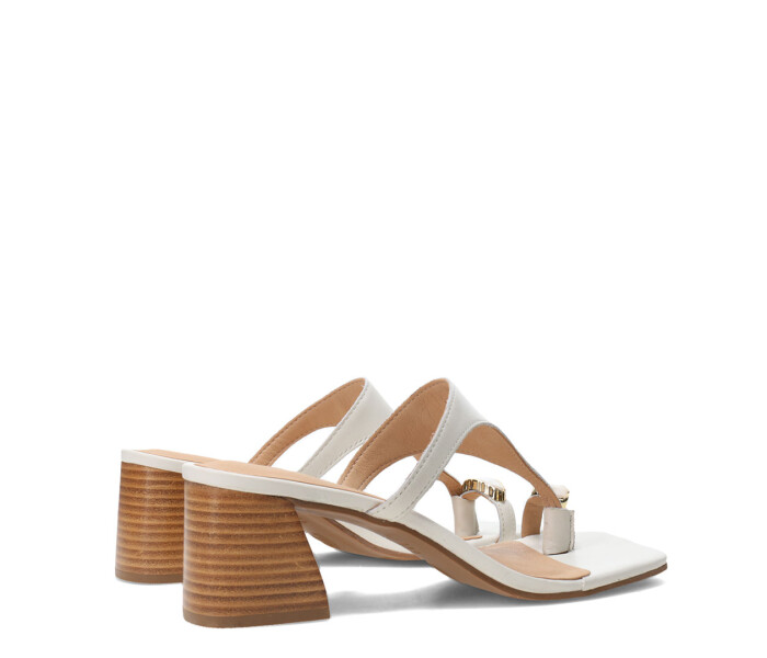 Sandalias de Mujer Bottero Taco Y Aplique Marfil