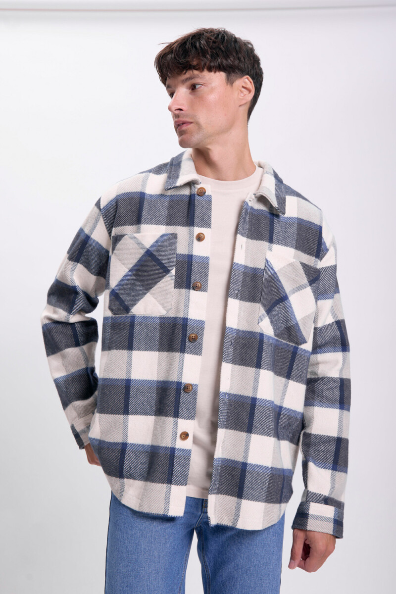Sobrecamisa cuadros Crudo