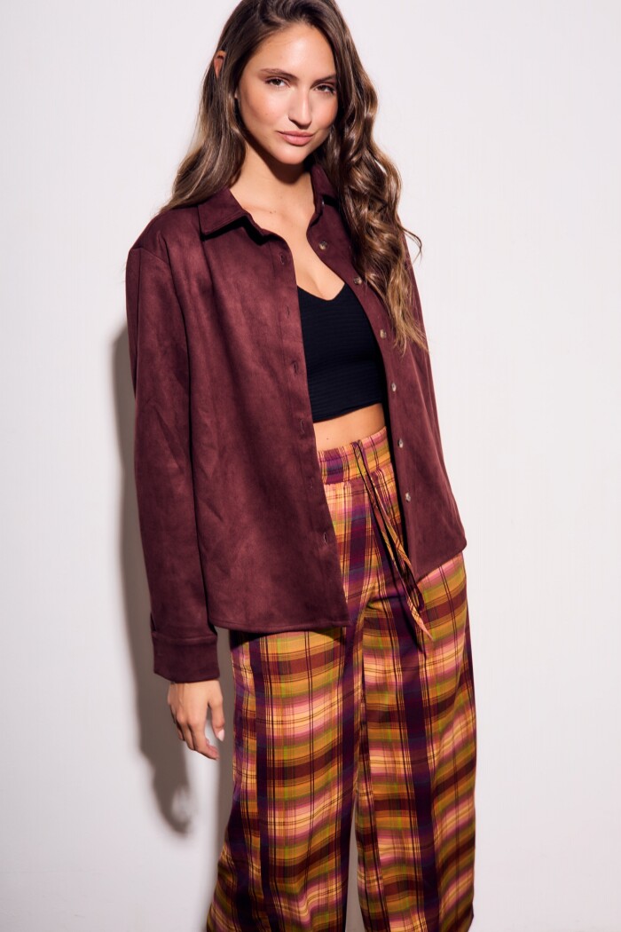 Camisa Gamuza Cuero Vegano Bordeaux
