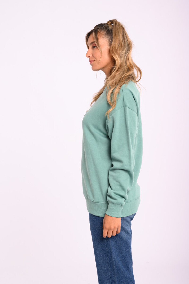 Buzo felpa oversize - Estampa bordada Verde agua