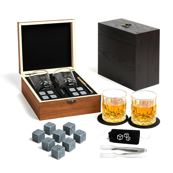 Juego De Vasos De Whisky Con Estuche Pinza Hielos 8 Rocas IMBACK Color Negro Juego De Vasos De Whisky Con Estuche Pinza Hielos 8 Rocas IMBACK Color Negro