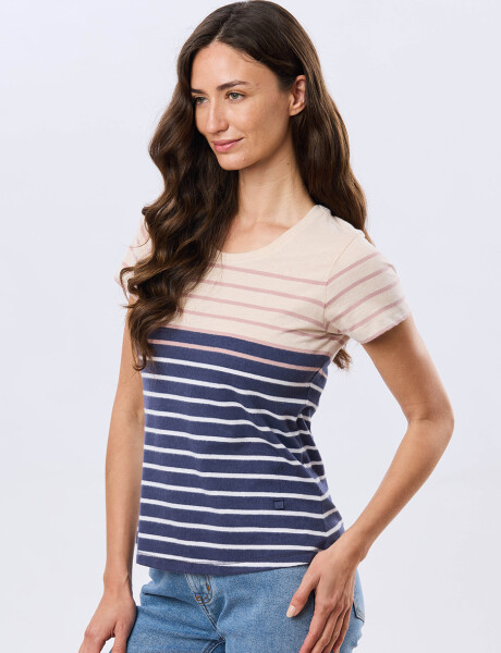 REMERA RAYADA DE ALGODÓN Azul