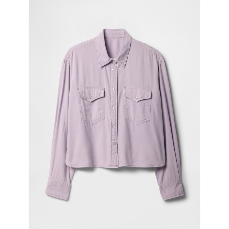 V-DENIM WESTERN CROPPED SHIRT - COLOR DUSTY LILAC