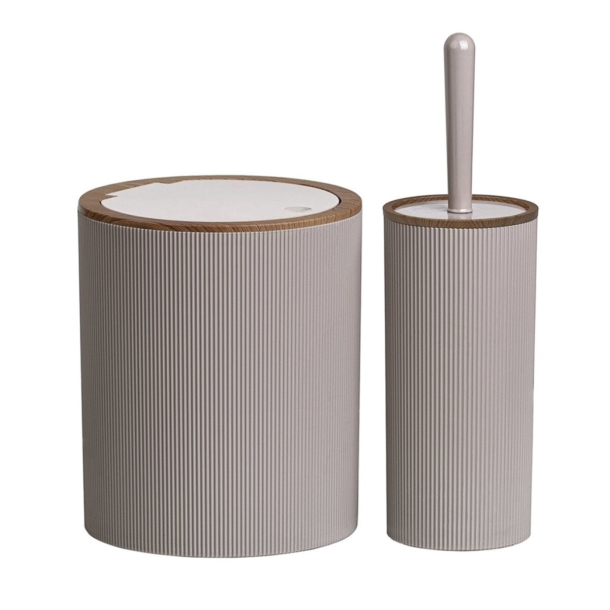 SET 2PCS BAÑO PP Y MADERA BEIGE 