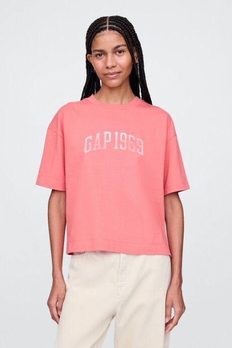 Remera Mini Logo Cropped Mujer Watermelon Ice