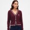 FRANCHISE LOGO COTTON CROP CABLE CARDI TUSCAN RED