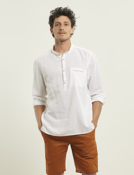 012105 CAMISA HARRINGTON LABEL DE LINO Blanco