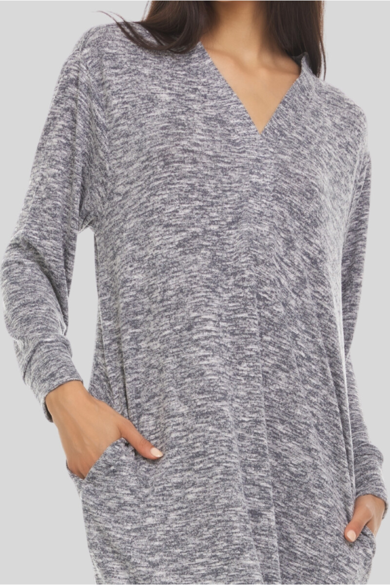 DRESS LARGO JASPEADO GRIS