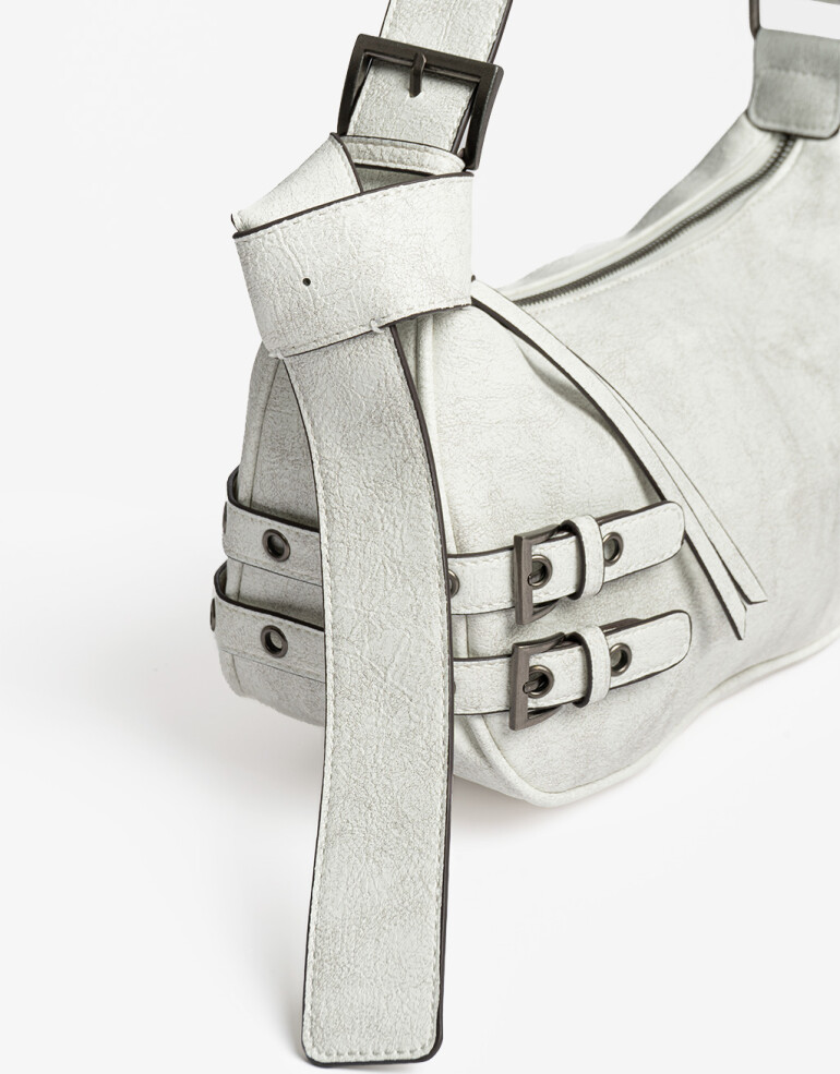 City Cartera City Con Hebillas - Blanco Crudo