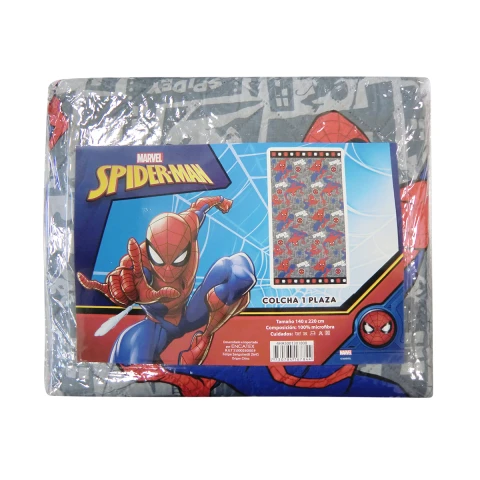 Colcha Infantil 1 Plaza 100% Microfibra Spiderman Gris
