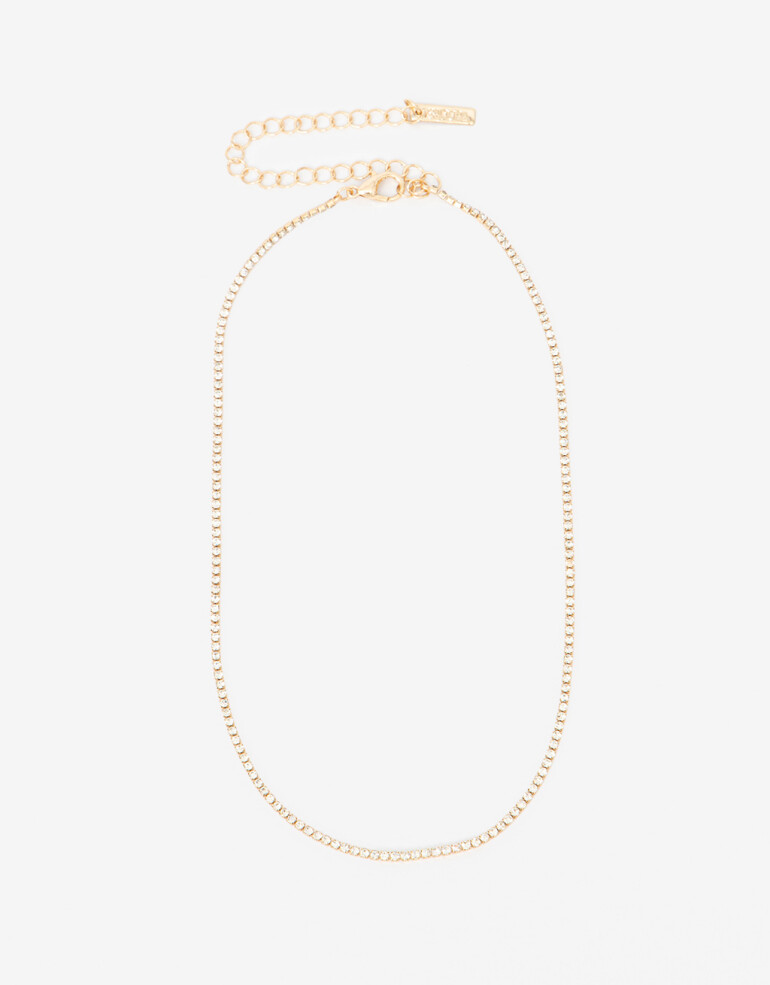 Collares Cortos Lucky charm Collar Corto Tennis Strass - Dorado