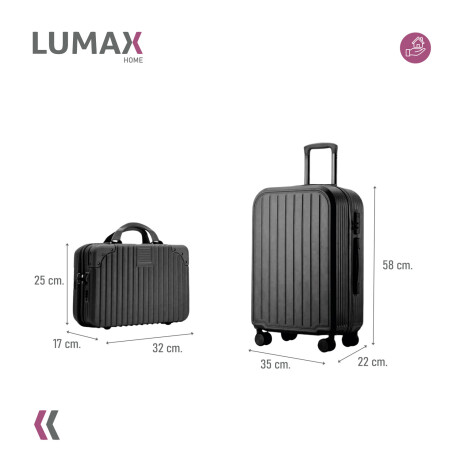 Set De 2 Valijas p/viaje 20 + 14 Ligeras y Duradera Negro