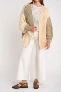 Cardigan Combinado Algodón Nácar