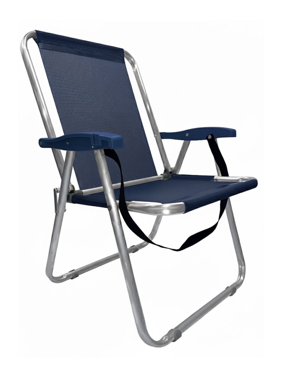 Sillón Alto playa en Aluminio c/ Correa Reforzado Hasta 140 Kg Max - AZUL 