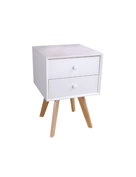 MESA DE LUZ 2 CAJON 40X40X60CM MADERA CON BLANCO MESA DE LUZ 2 CAJON 40X40X60CM MADERA CON BLANCO