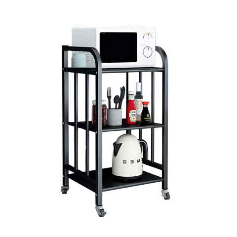 Rack 3 Estantes Metal Rueditas Mueble Organizador Estanteria Variante Color Negro