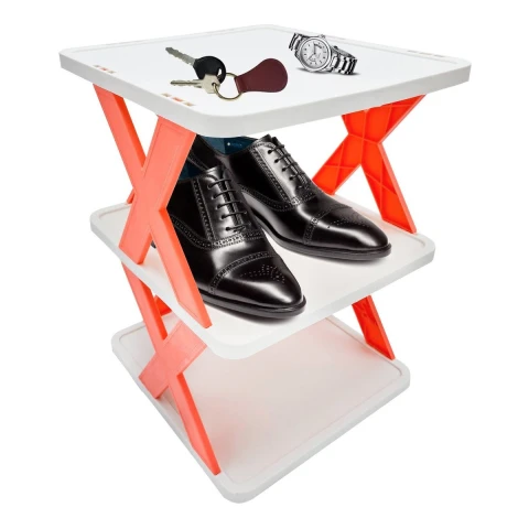 Organizador Zapatera Cocina 3 Niveles Cocina Plástico Variante Color Salmón