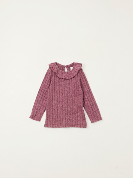 Remera lanilla volado en cuello Violeta