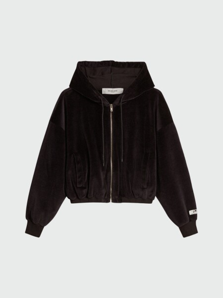 GOLDEN GOOSE - Buzo con capucha y cierre en mezcla de algodón Negro