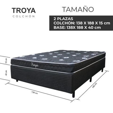 DOS PLAZAS + BOX - Conjunto de Sommier Troya Espuma D65 D26 2 plazas 138x188x55 cm 120Kg DOS PLAZAS + BOX - Conjunto de Sommier Troya Espuma D65 D26 2 plazas 138x188x55 cm 120Kg