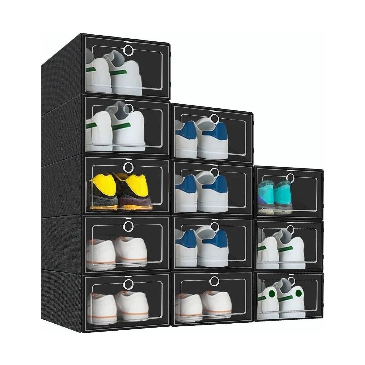 Caja Organizadora Zapatos Zapatera 24 Unidades Caja Apilable - Variante Color Negro 