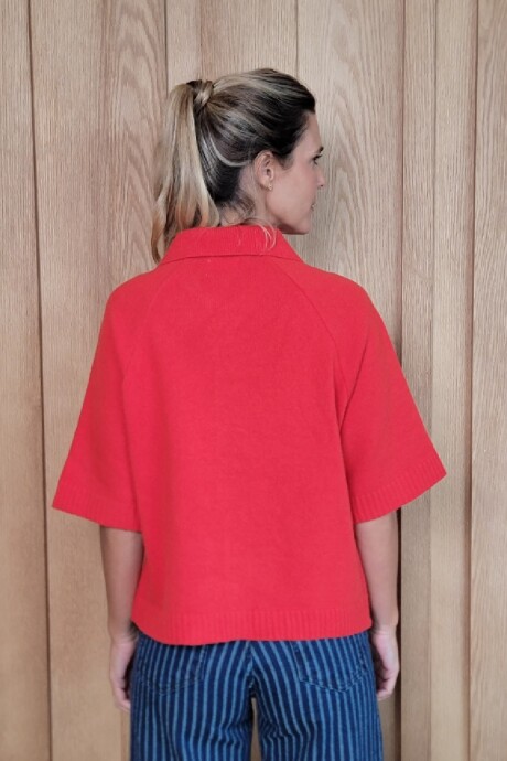 Cardigan Manchester Lambswool Rojo