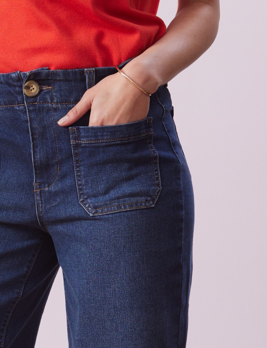 Jean Wide Leg Pockets - Jean Oscuro 
