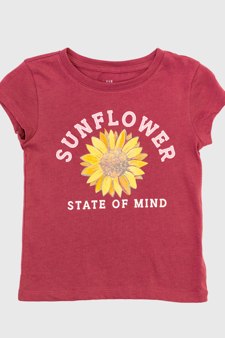 Remera Gráfico Manga Corta Niña Dry Rose 18-1725 Tcx