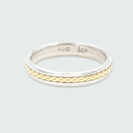 Par de alianzas MOON de plata 925 con trenza gruesa de oro 18k Par de alianzas MOON de plata 925 con trenza gruesa de oro 18k